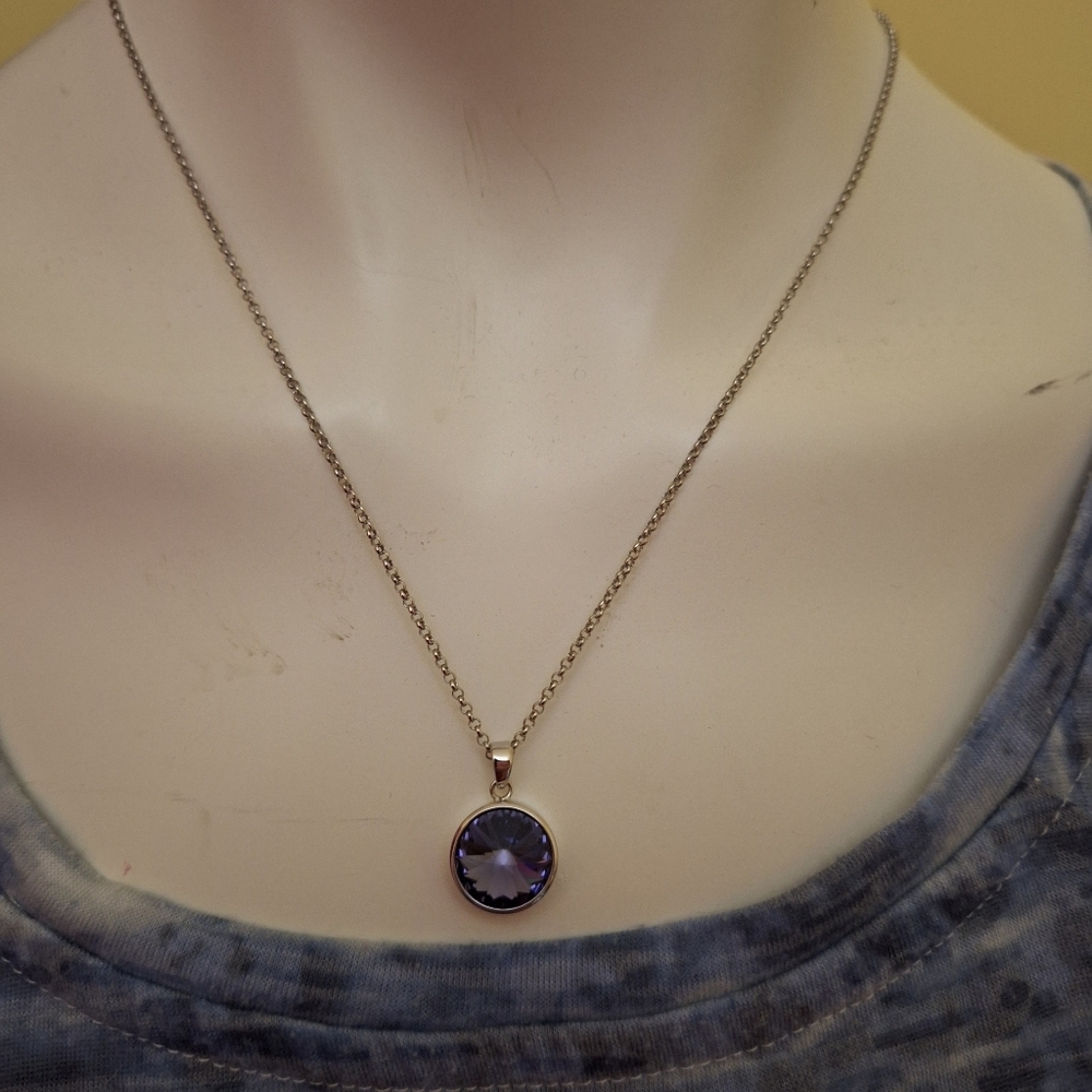 Fifth Avenue Collection Silver Tone  Sweet On You Too Purple Pendant Necklace